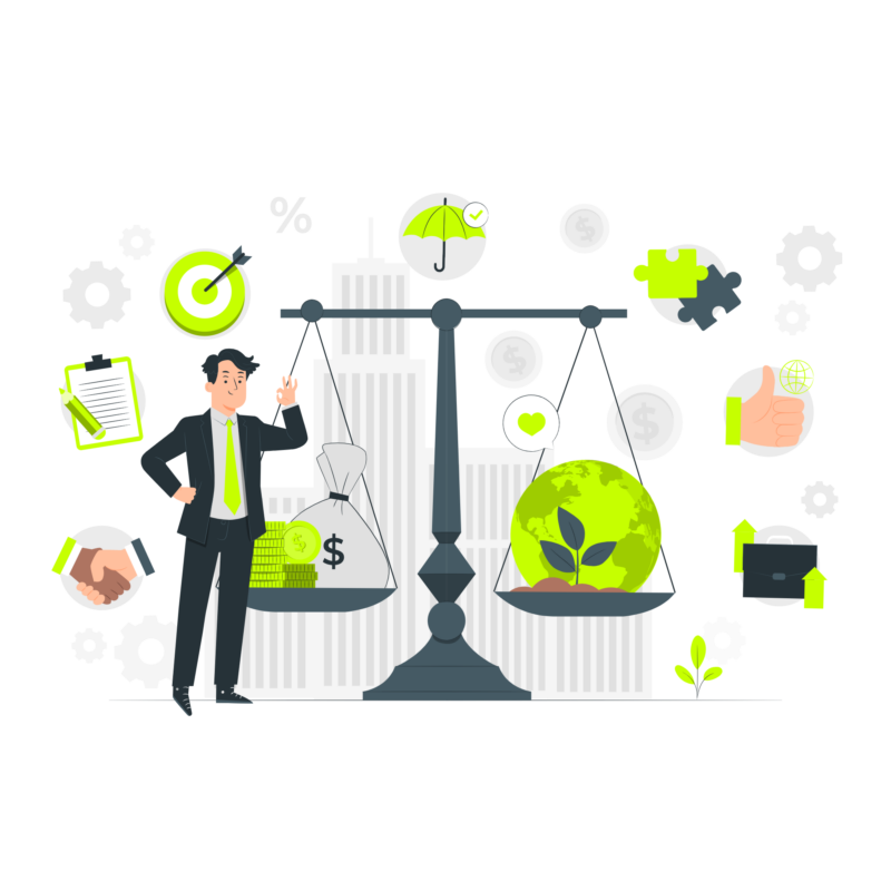 echilibrul dintre munca si viata personala ilustrat printr-o balanta