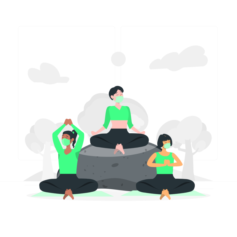 iustratie ,grup de tinere meditand 